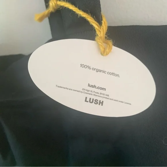 NEW Lush Black Tote Bag Logo Green Yellow Organic Cotton Eco Friendly Reusable - Picture 6 of 6